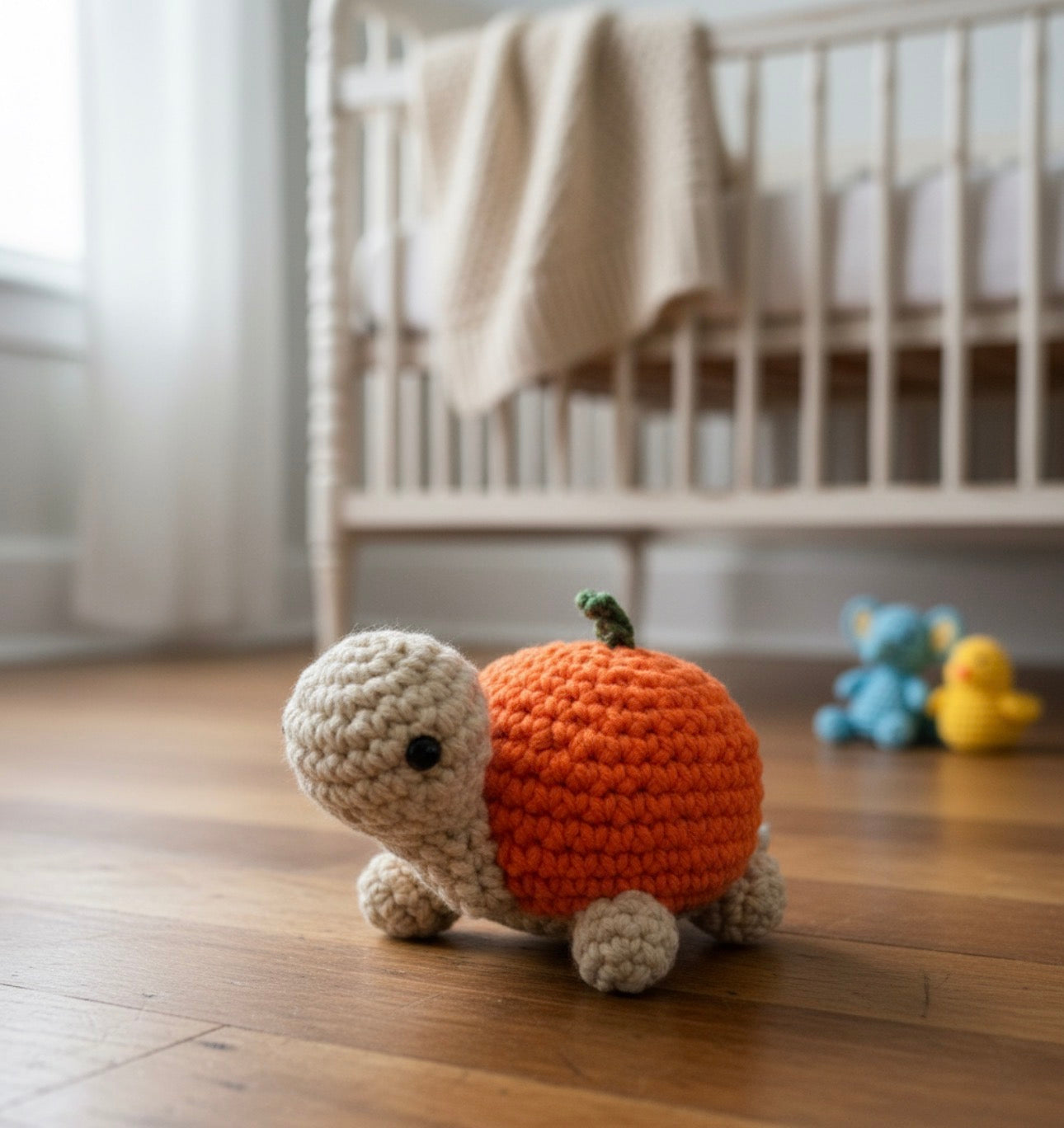"Handmade Crochet Turtle Shaped Pumpkin - Perfect for Fall Decor!"